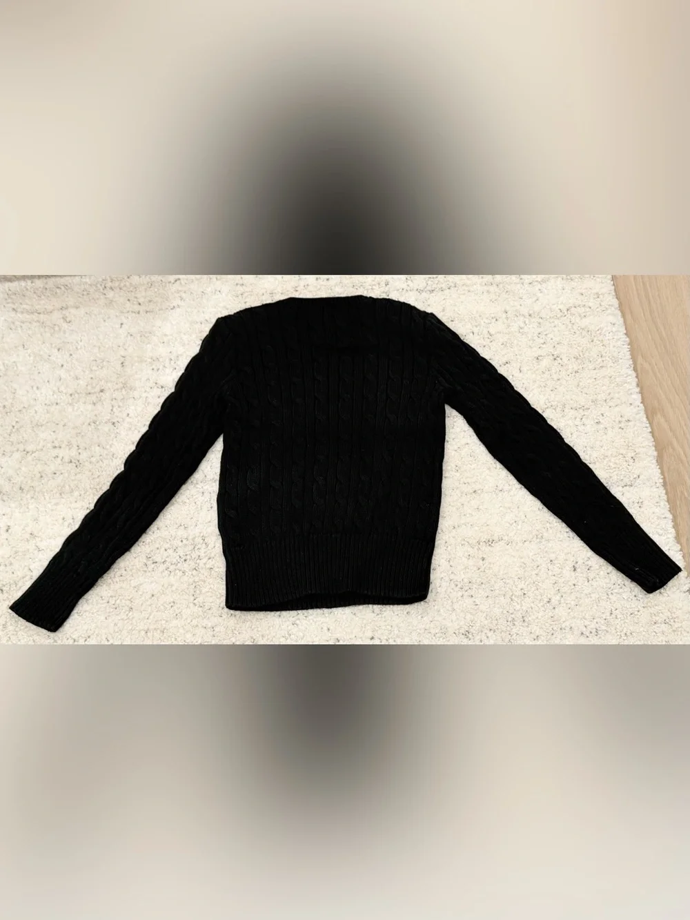 Ralph Lauren Boys Cable Knit Sweater Black Red Pony Shoulder Buttons M 8-10 NWT